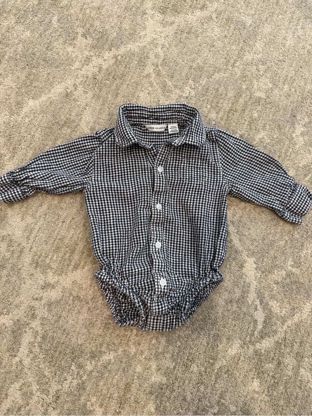 Janie and Jack Navy and White Gingham Button-Front Bodysuit